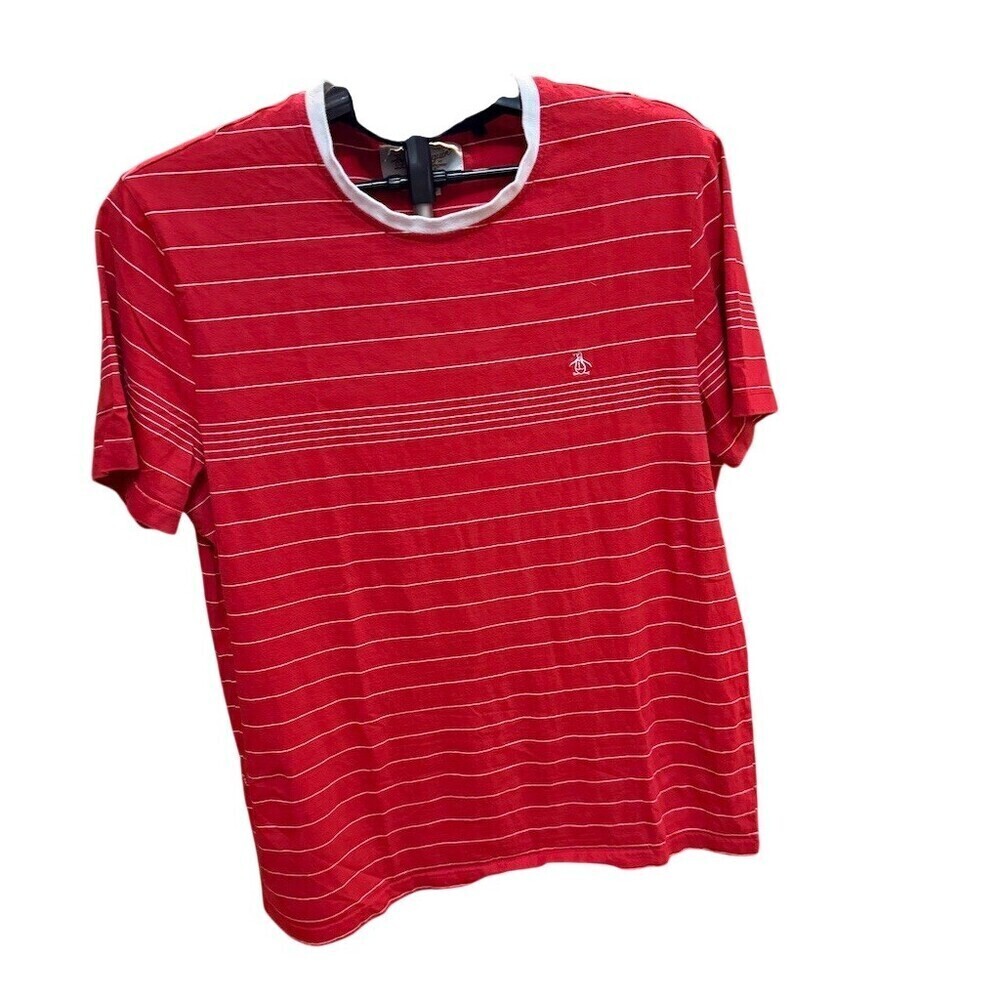 Original Penguin Men's Red White Striped Crew Neck T-Shirt XL